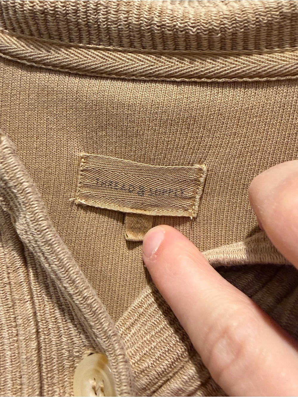 Thread & Supply Beige Ribbed Button-Up Pullover - Picture 2 of 4